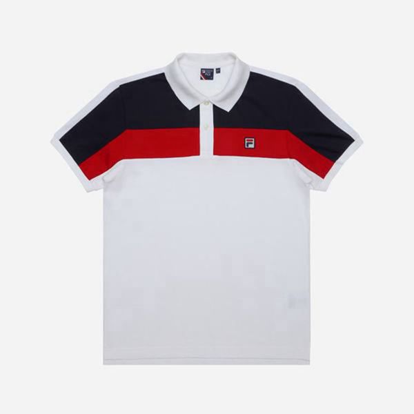 Fila Polokošeľa Damske Biele - Double Lines Functional Color S/S Vypredaj - Slovakia 18536-EBUN